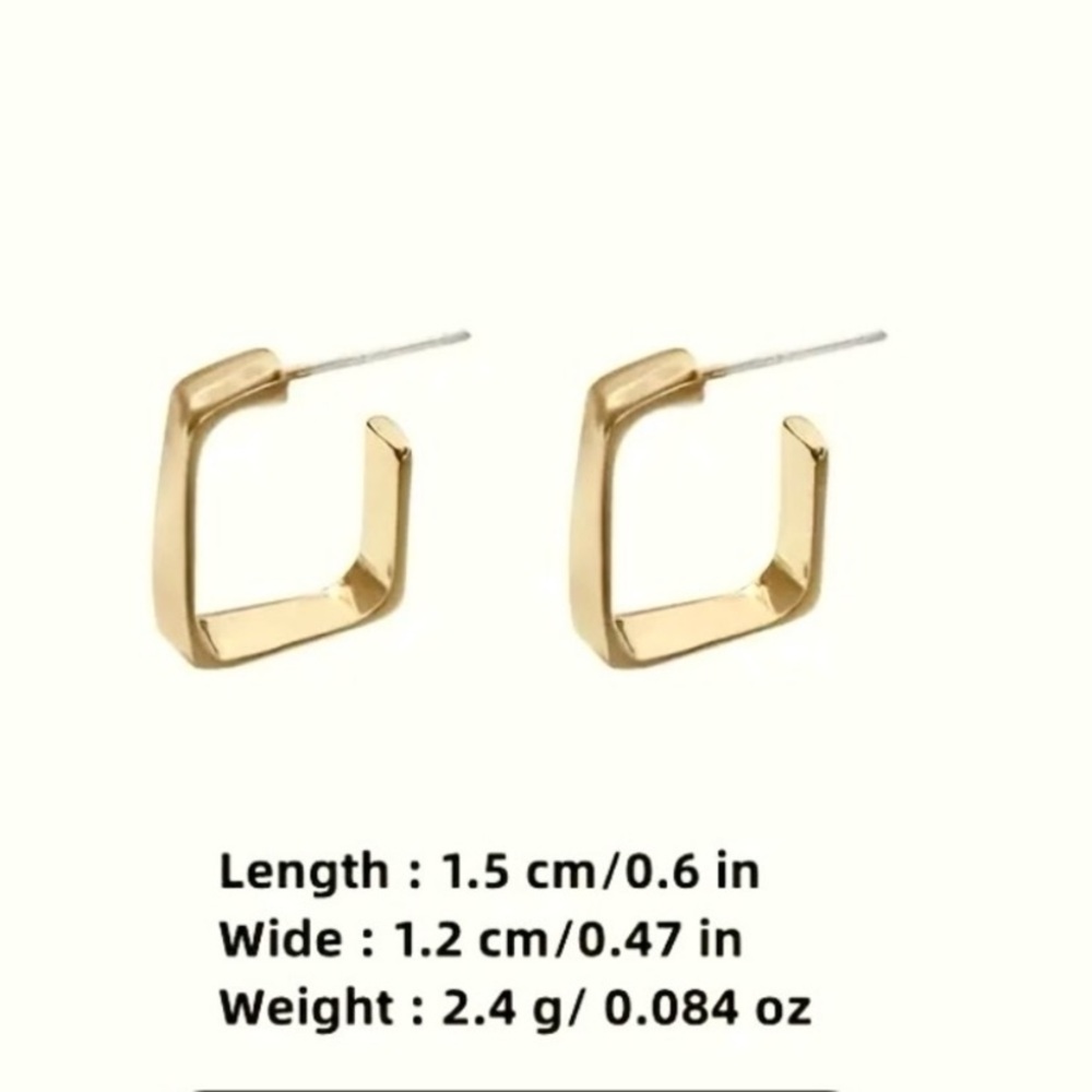 NEW Dainty Boxy hoop Earrings - Gold color Boutique - Picture 3 of 4